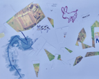Bildcollage zum Teil gemalt zum Teil aus Ausschnitten anderer Bilder